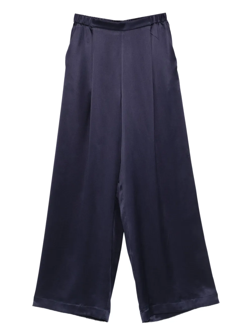 Carine Gilson Wide Leg Satin Pajama Pants In Blue