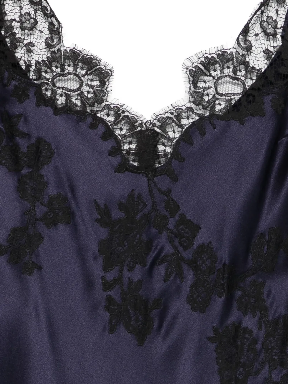 Carine Gilson Nachtjapon met V-hals en kanten detail Blauw