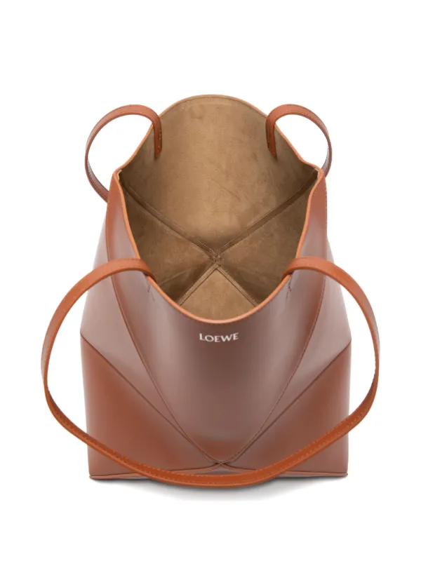 LOEWE Medium Puzzle Fold Tote In Shiny Calfskin | Brown | FARFETCH