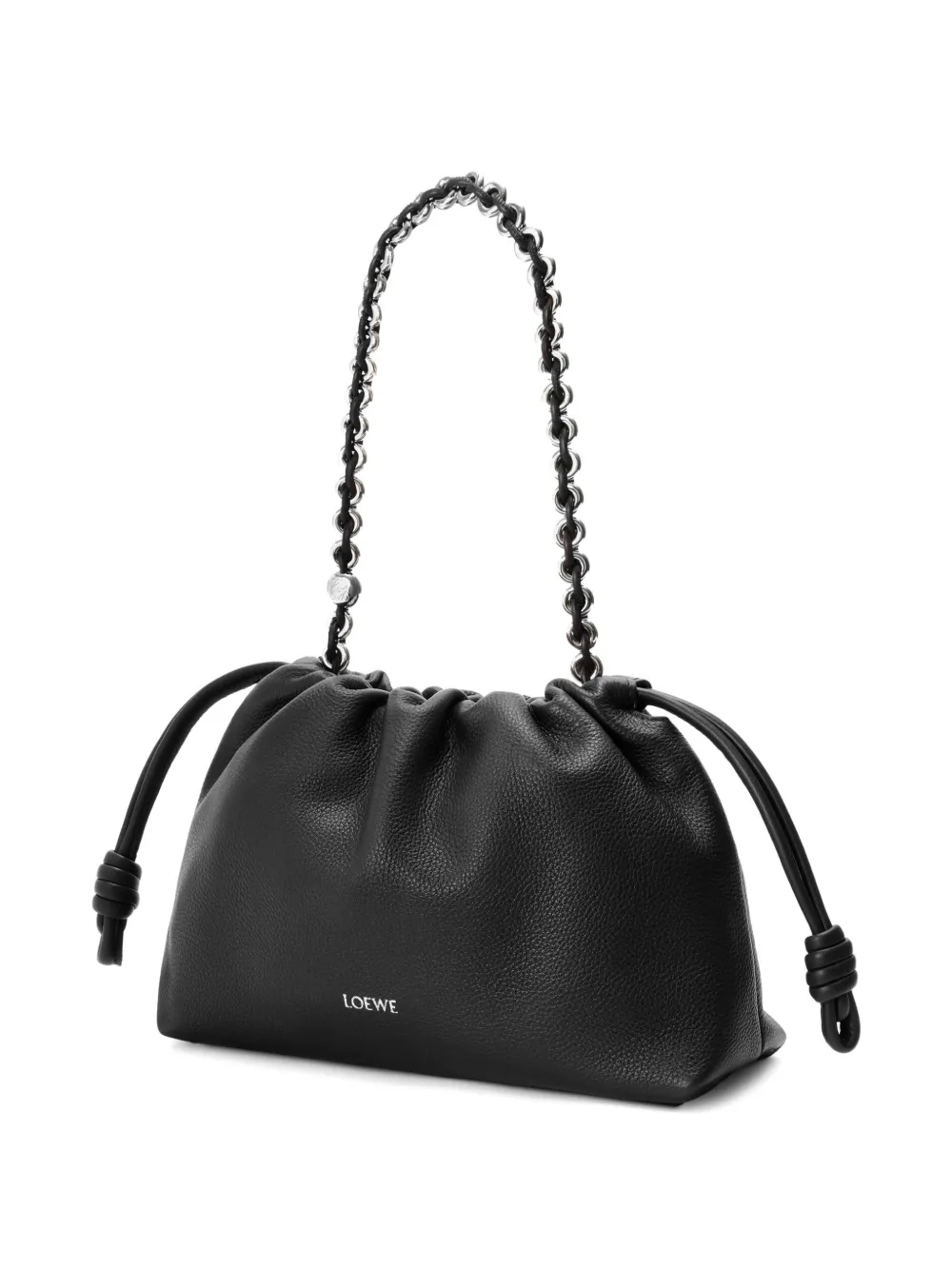 LOEWE Medium Flamenco Purse in Fine Grained Calfskin in Black, view 4