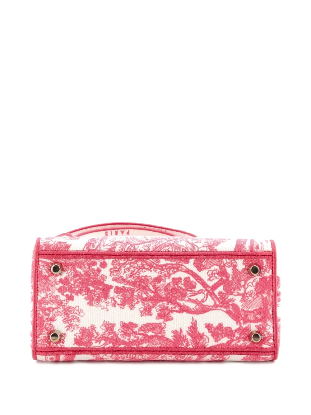 Pre-owned Dior Toile De Jouy Lady D-lite Bag Embroidered Canvas Tote Bag In Pink