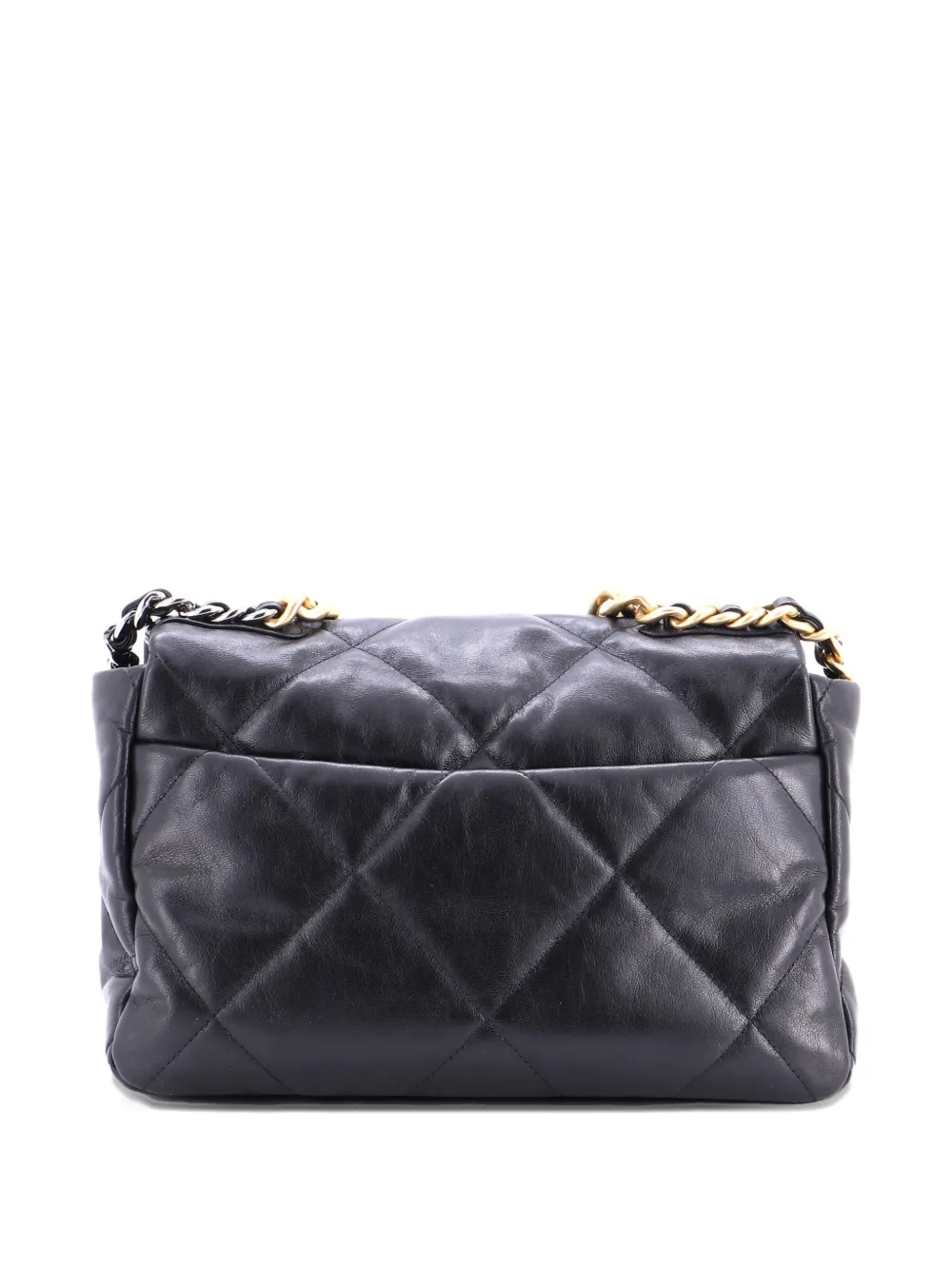 Pre-owned Chanel 19 Flap Bag Quilted Leather Large Crossbody Bag In Black