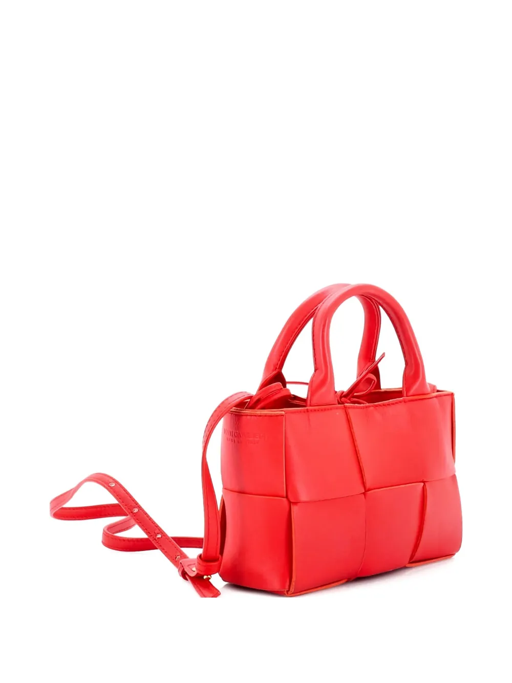 Pre-owned Bottega Veneta Arco Maxi Intrecciato Leather Candy Tote Bag In Red