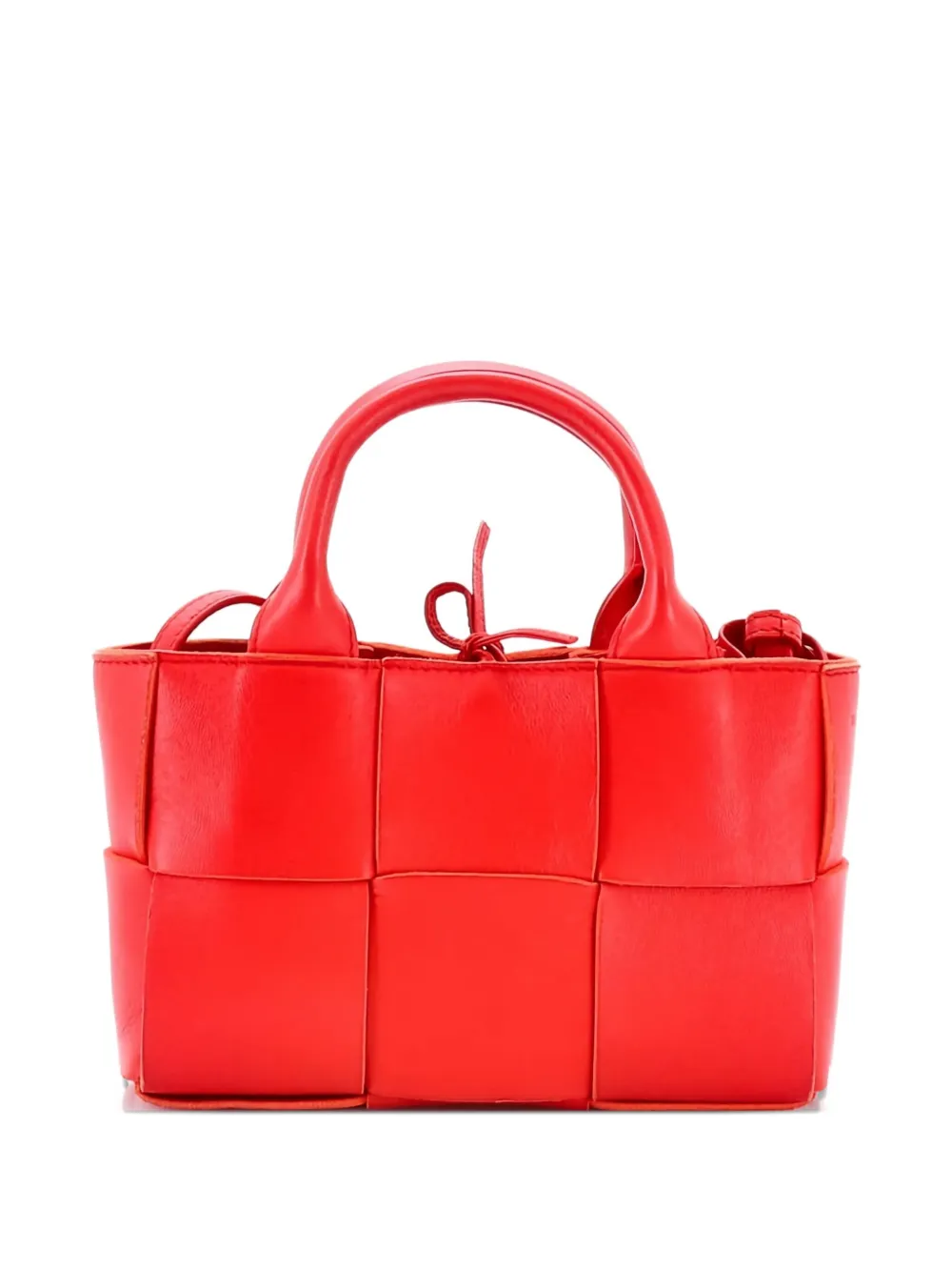 Pre-owned Bottega Veneta Arco Maxi Intrecciato Leather Candy Tote Bag In Red