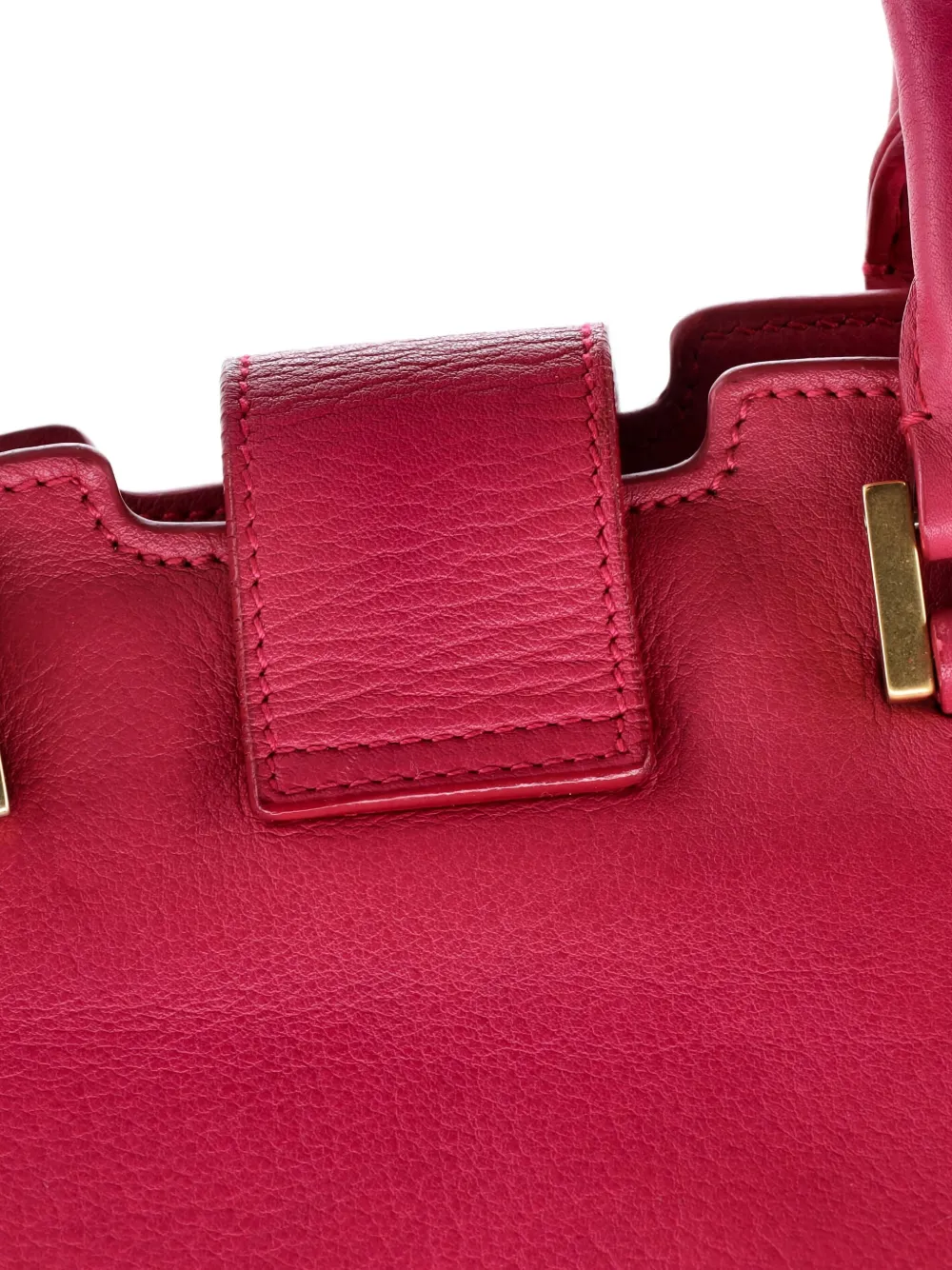 Pre-owned Saint Laurent Classic Y Cabas Leather Small Satchel In Pink