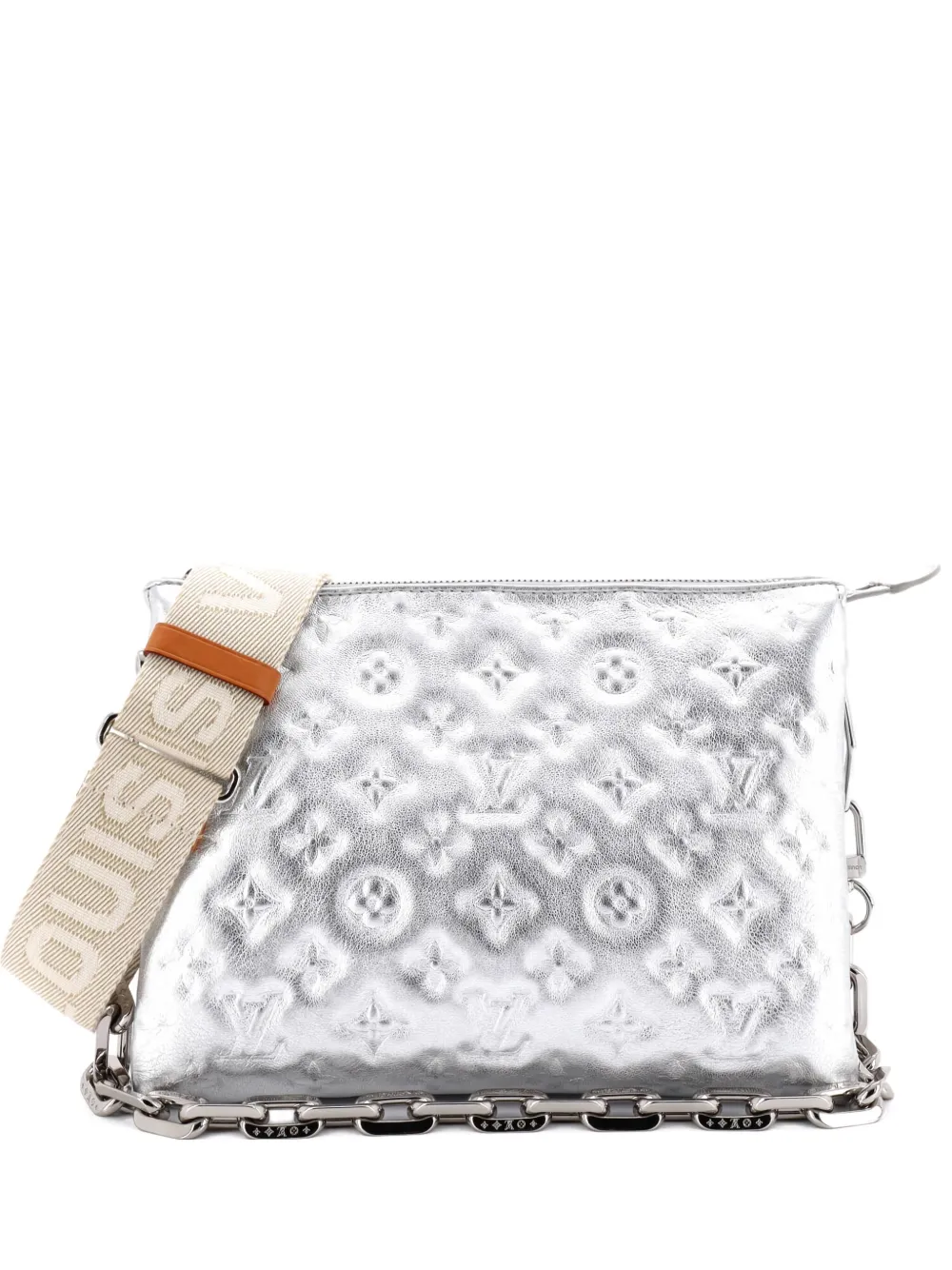 Pre-owned Louis Vuitton Coussin Bag Monogram Embossed Lambskin Pm Crossbody Bag In Silver