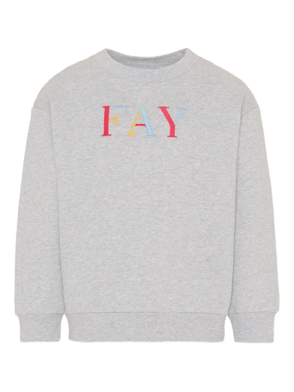 Fay Logo-embroidered Crew-neck Sweatshirt In Gray