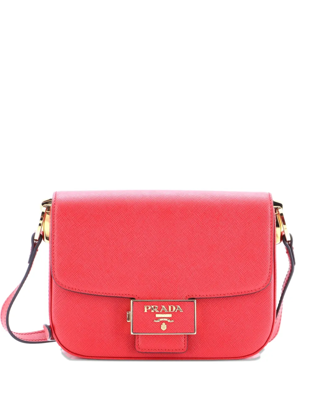 Prada Pre-Owned Embleme Flap Bag Saffiano Leather Small shoulder bag - Rosso