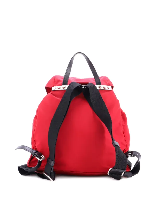 Prada Pre-Owned New Vela Tessuto With Studded Leather Backpack