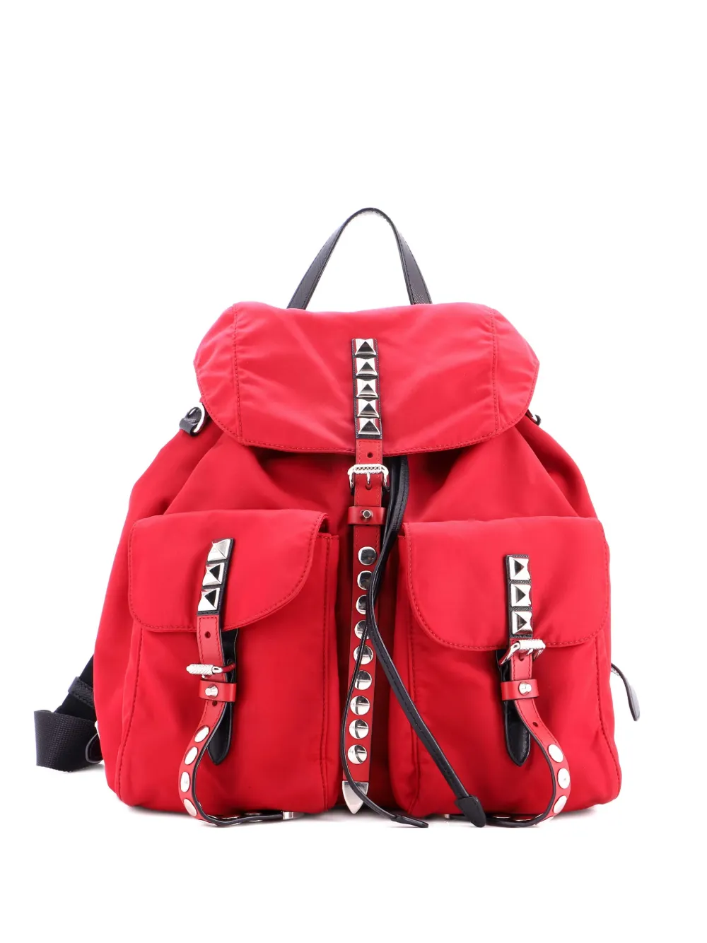 Prada Pre-Owned New Vela Tessuto with Studded Leather backpack | Red | Image 1