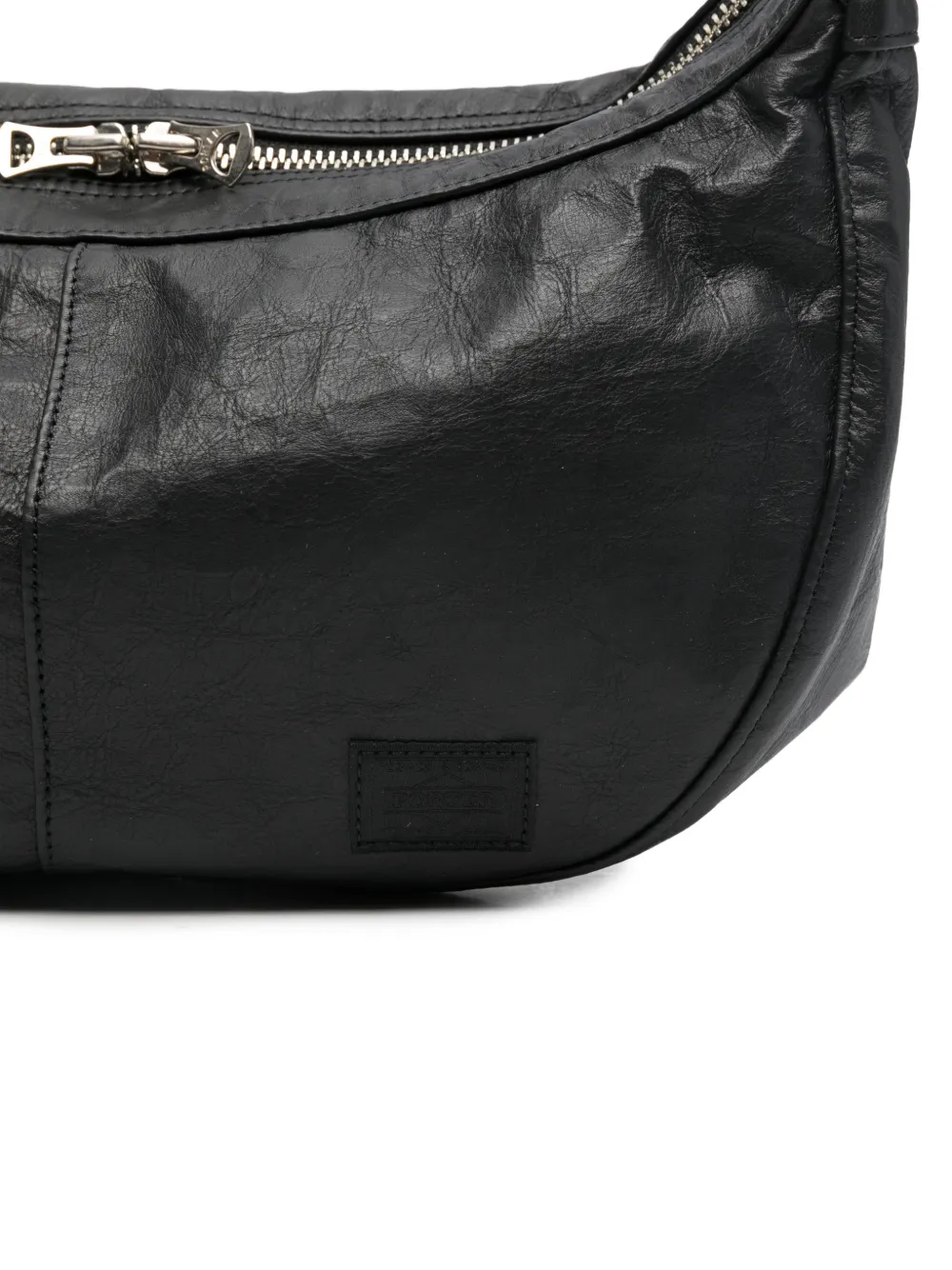 Porter-yoshida & Co Zip Leather Shoulder Bag In Black
