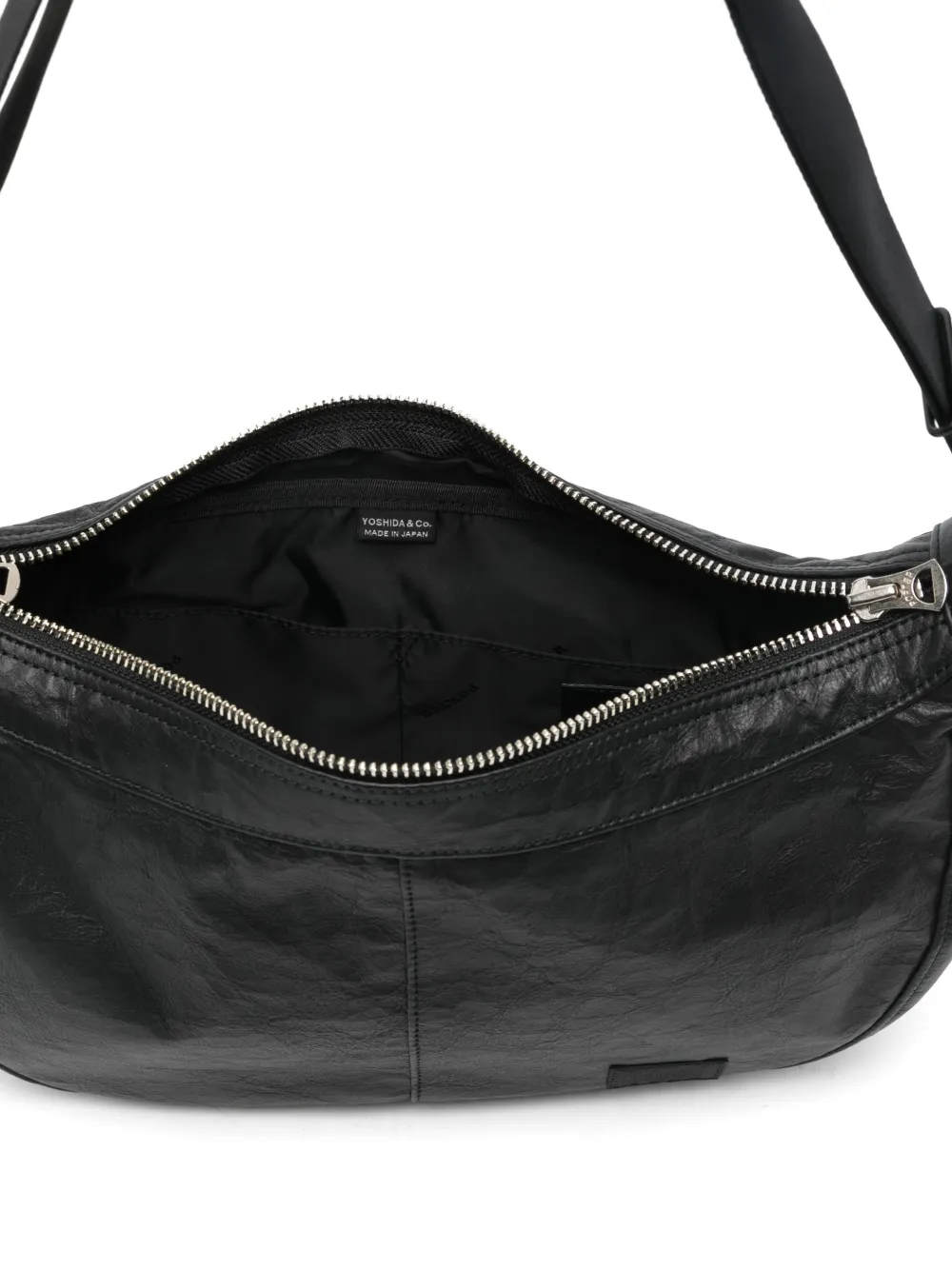 Porter-yoshida & Co Zip Leather Shoulder Bag In Black