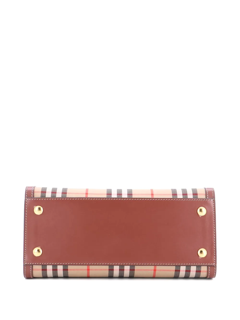 Pre-owned Burberry Title Two Handle Vintage Check Canvas And Leather Mini Tote Bag In Neutral