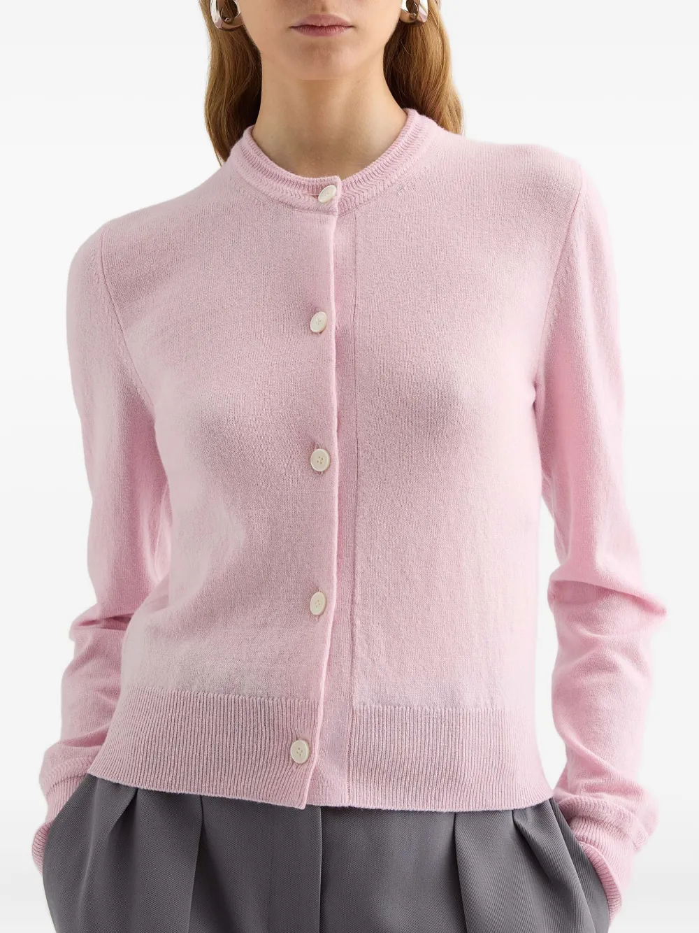Jil Sander Lichtgewicht wollen vest met ronde hals Roze