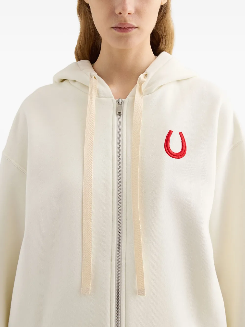 Jil Sander Hoodie met borduurwerk Beige