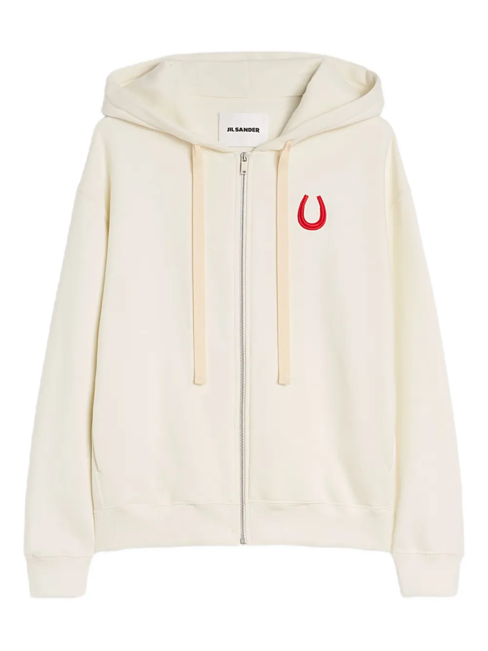 Jil Sander Embroidered Zip-up Hoodie In Neutral