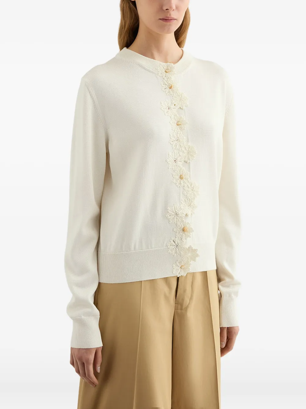  Jil Sander Crochet-flowers Cardigan - White 
