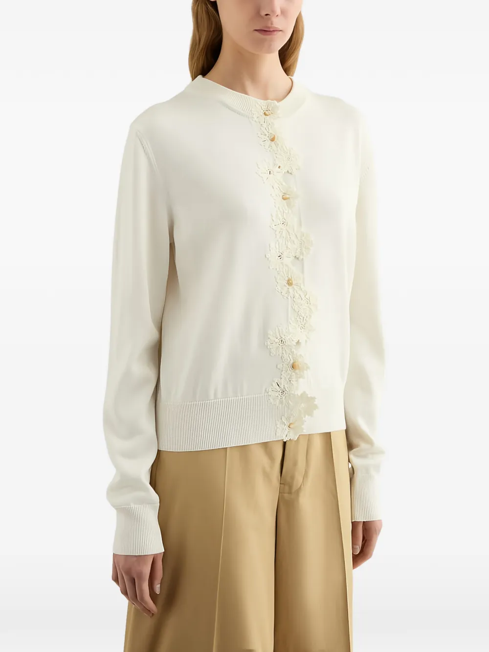 Jil Sander Vest met gehaakte bloemen Wit
