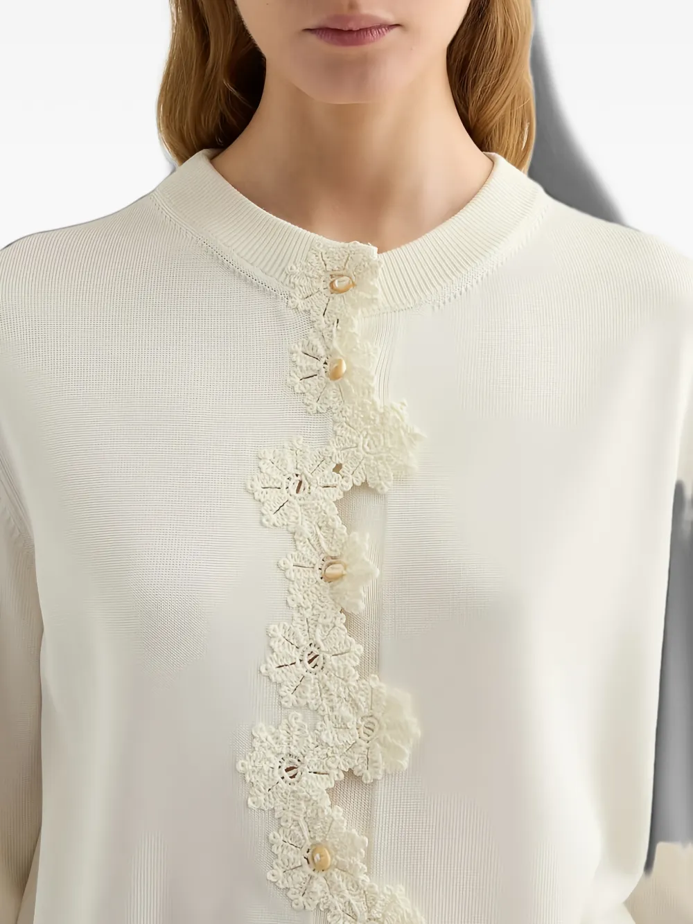 Jil Sander Vest met gehaakte bloemen Wit