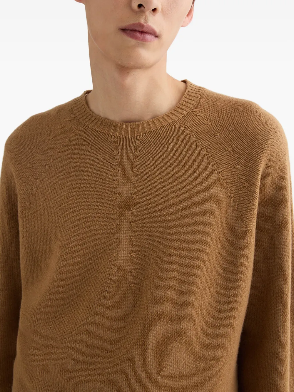 Jil Sander Geribbelde sweater met ronde hals Bruin