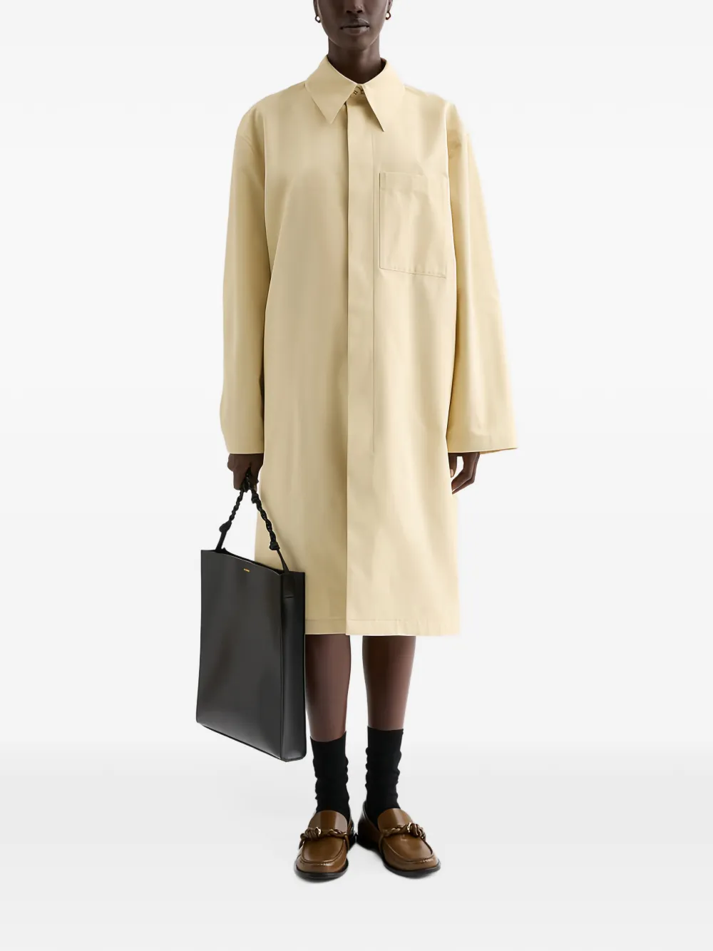 Jil Sander Popeline jas met opgestikte zak Geel