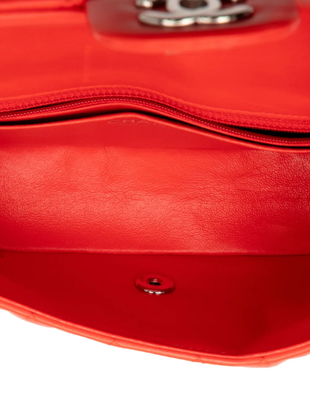 Pre-owned Chanel 2018-2019 Mini Rectangular Classic Lambskin Single Flap Crossbody Bag In Red