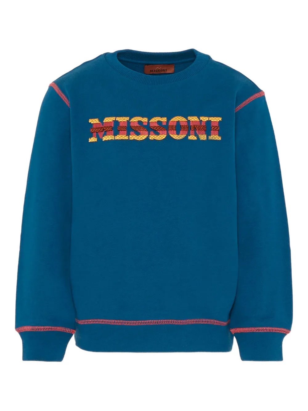 Missoni Logo-embroidered Crew-neck Sweatshirt In Blue