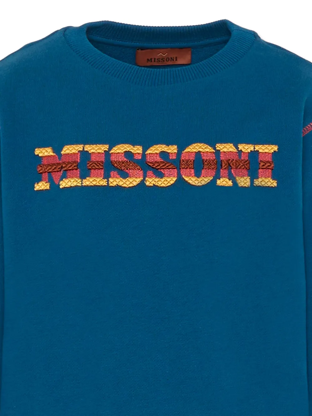 Missoni Logo-embroidered Crew-neck Sweatshirt In Blue