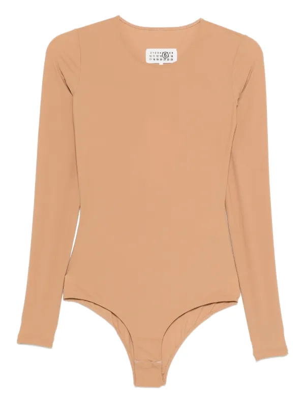 MM6 Maison Margiela Long Sleeve Bodysuit in Neutrals