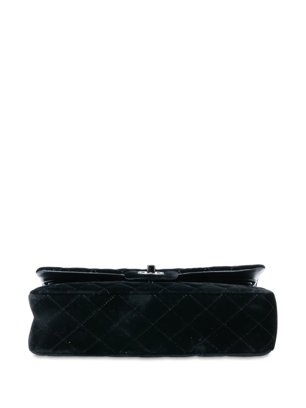 Pre-owned Chanel 2014-2015 Medium Classic Velvet Double Flap Shoulder Bag In Black