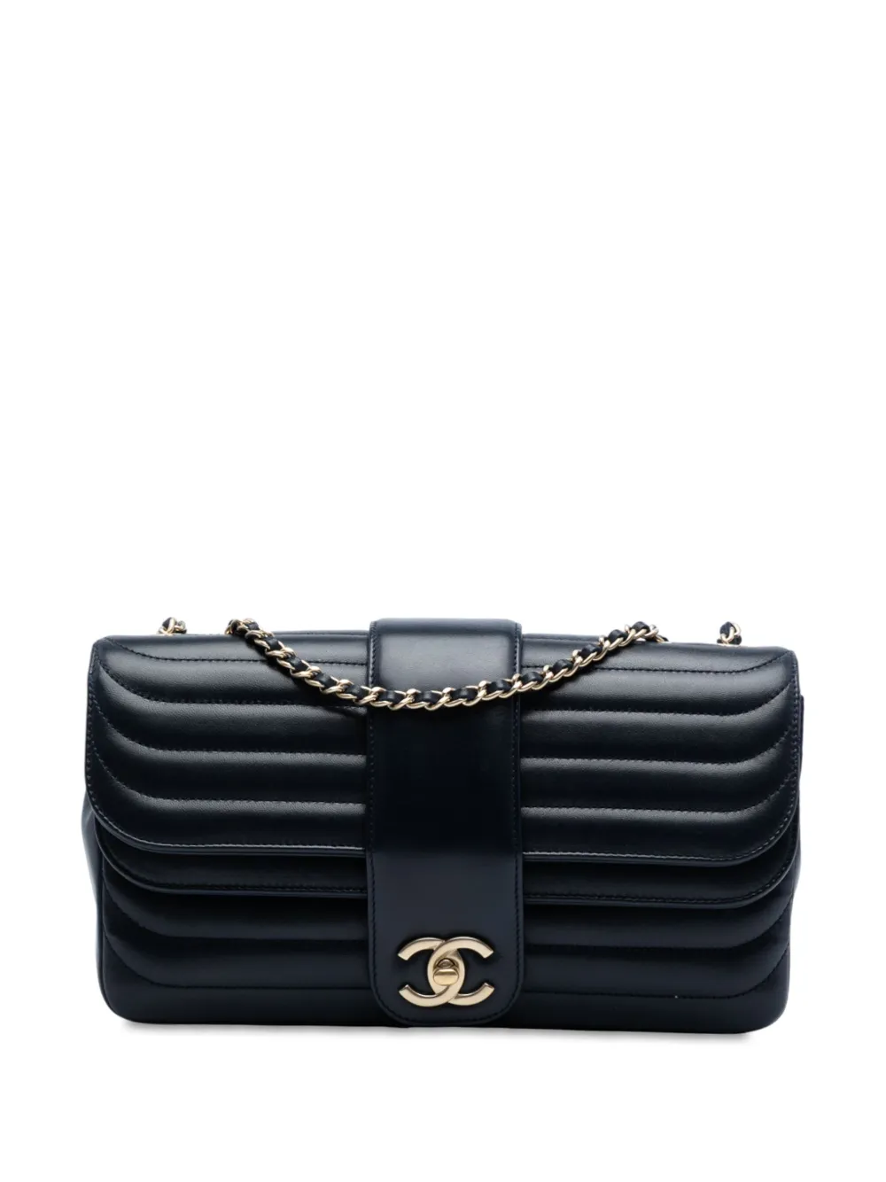 CHANEL Pre-Owned 2013-2014 ココマーク ホリゾンタル マトラッセ ラムスキン ダブルフラップ ショルダーバッグ - CHANEL Pre-Owned 2013-2014 ココマーク ホリゾンタル マトラッセ ラムスキン ダブルフラップ ショルダーバッグ -