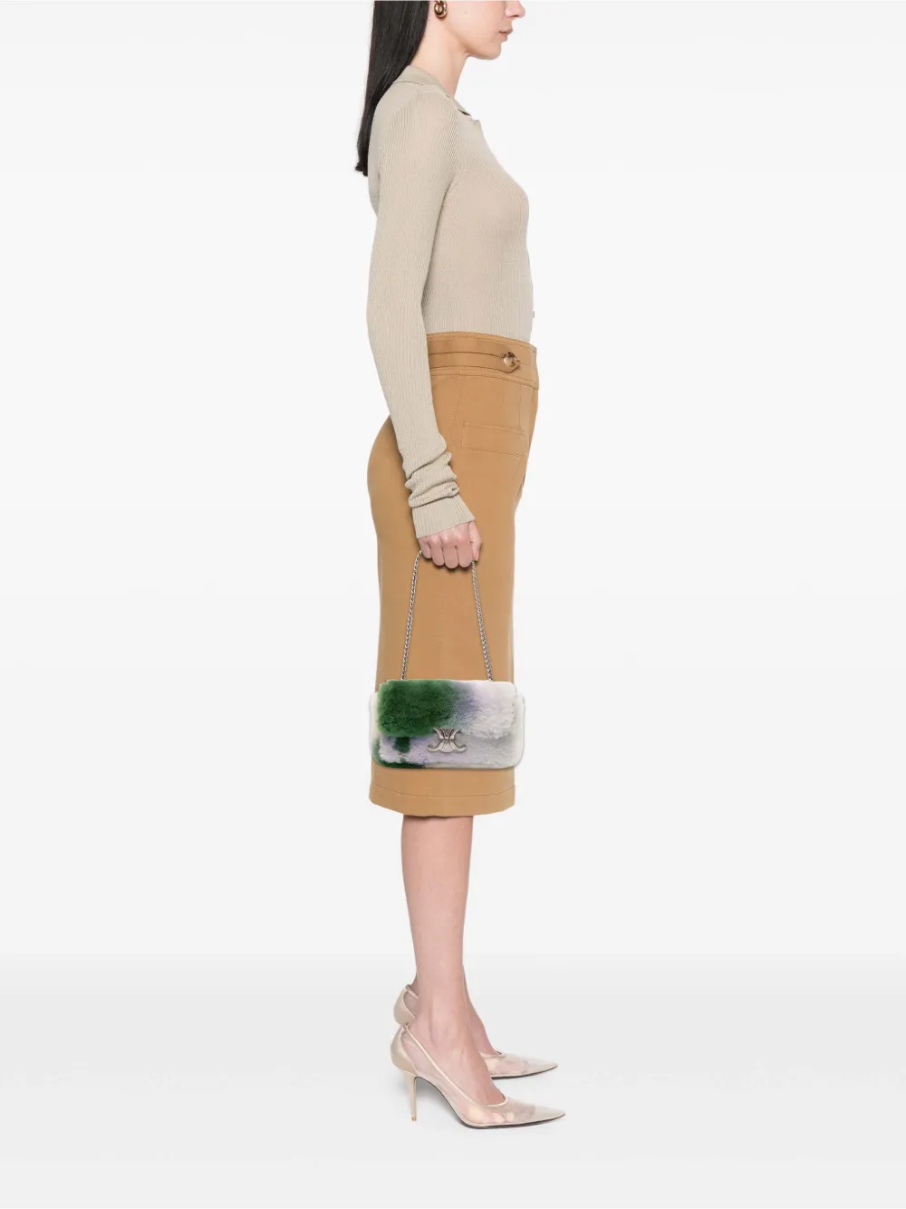 Celine Pre-Owned 2000-2025 Shearling Triomphe Chain shoulder bag | Pre-Owned | Image 2