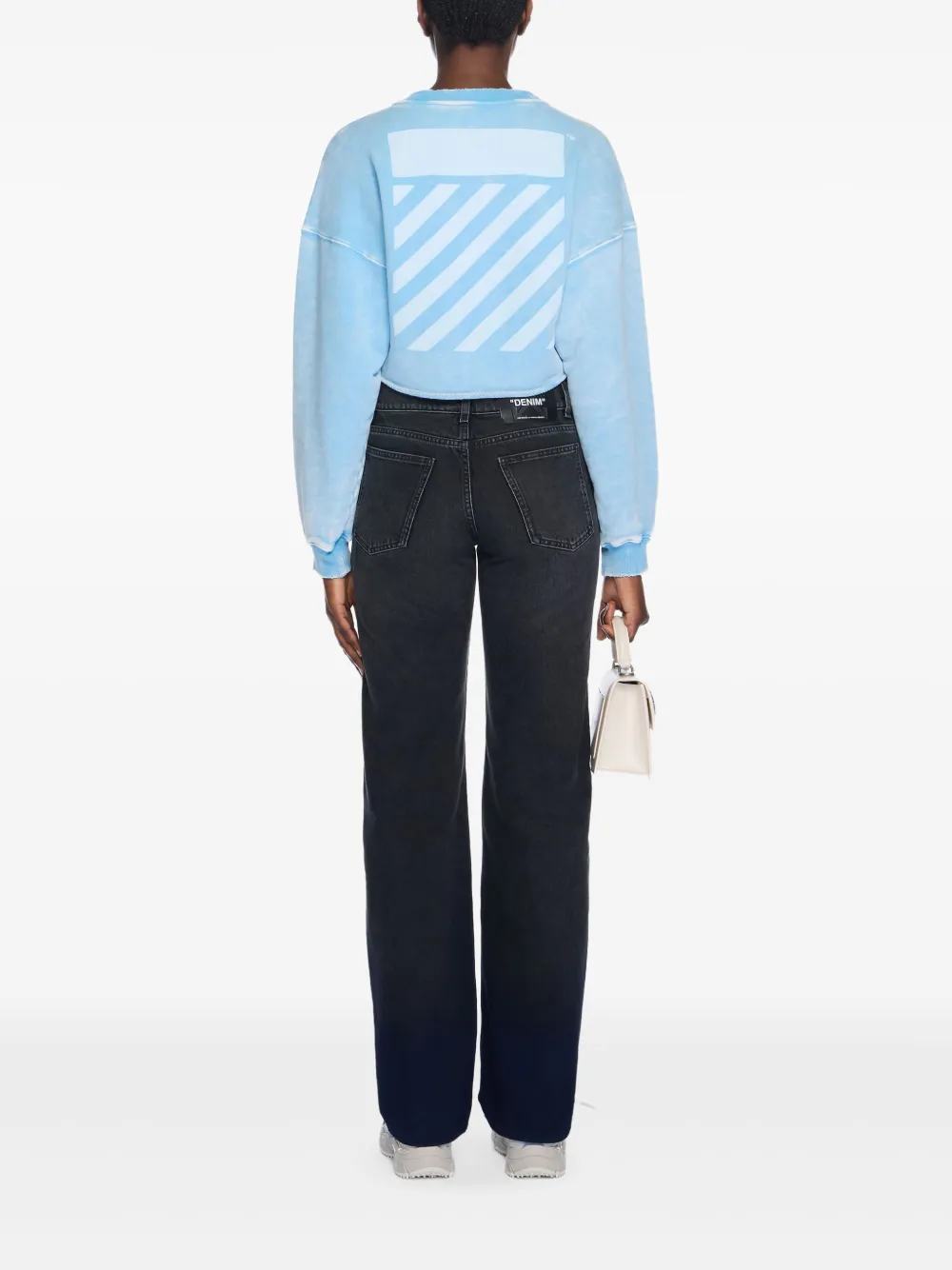 Off-White Switch Off cropped sweater met ronde hals Blauw