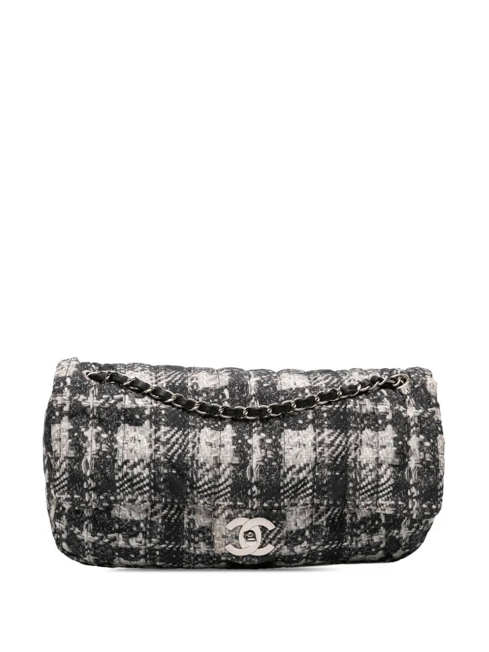 CHANEL Pre-Owned 2013-2014 ココマーク ナイロン ツイードプリント シングルフラップ ショルダーバッグ - CHANEL Pre-Owned 2013-2014 ココマーク ナイロン ツイードプリント シングルフラップ ショルダーバッグ -