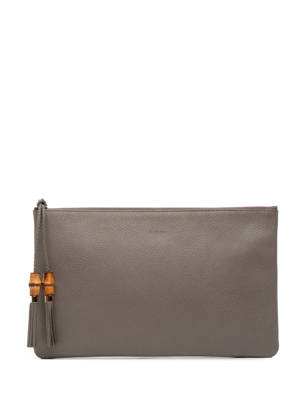 Gucci Pre-Owned 2016-2025 カーフスキン バンブー タッセル クラッチバッグ - グレー Gucci Pre-Owned 2016-2025 カーフスキン バンブー タッセル クラッチバッグ - グレー