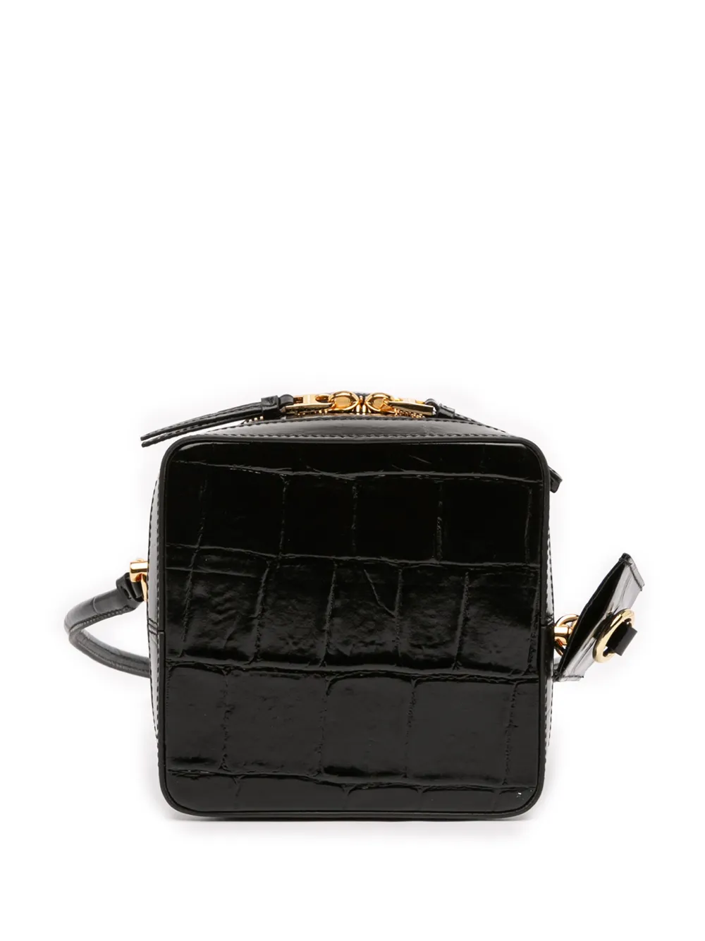 Pre-owned Jacquemus 2000-2025 Croc Embossed Calfskin Le Vanito Vanity Bag In Black