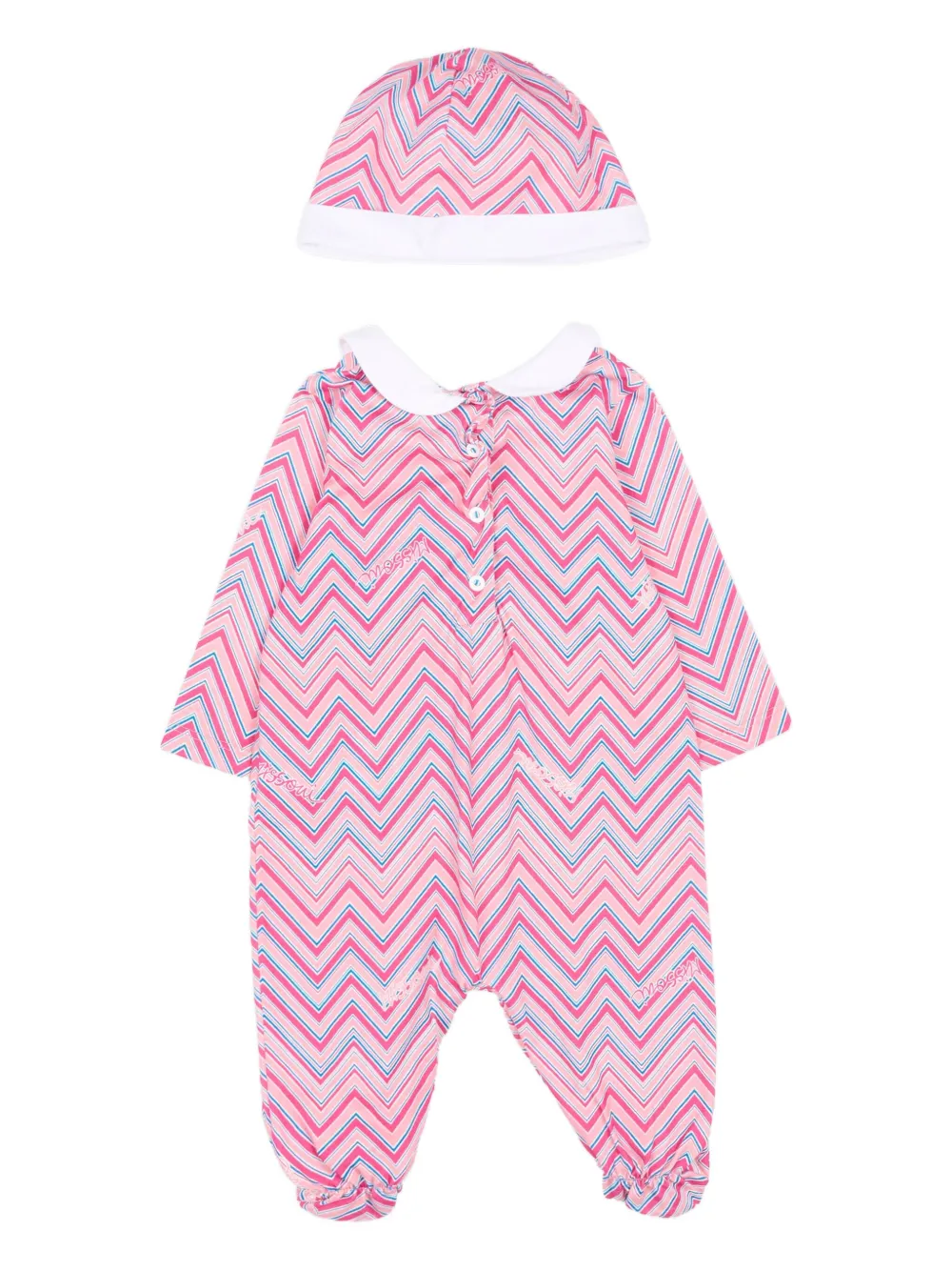 Missoni Zigzag-pattern Babygrow Set In Pink