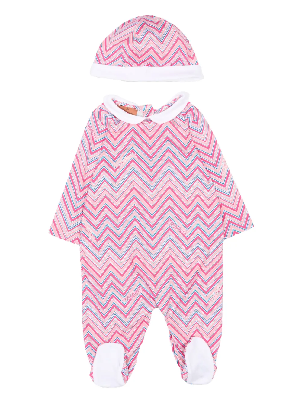 Missoni Kids zigzag-pattern babygrow set - Rosa