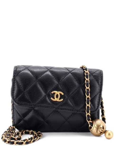 CHANEL Pre-Owned Pearl Crush Flap Clutch with Chain Quilted Lambskin Mini crossbody bag