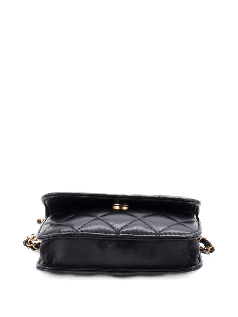 Pre-owned Chanel Pearl Crush Flap Clutch With Chain Quilted Lambskin Mini Crossbody Bag In Black