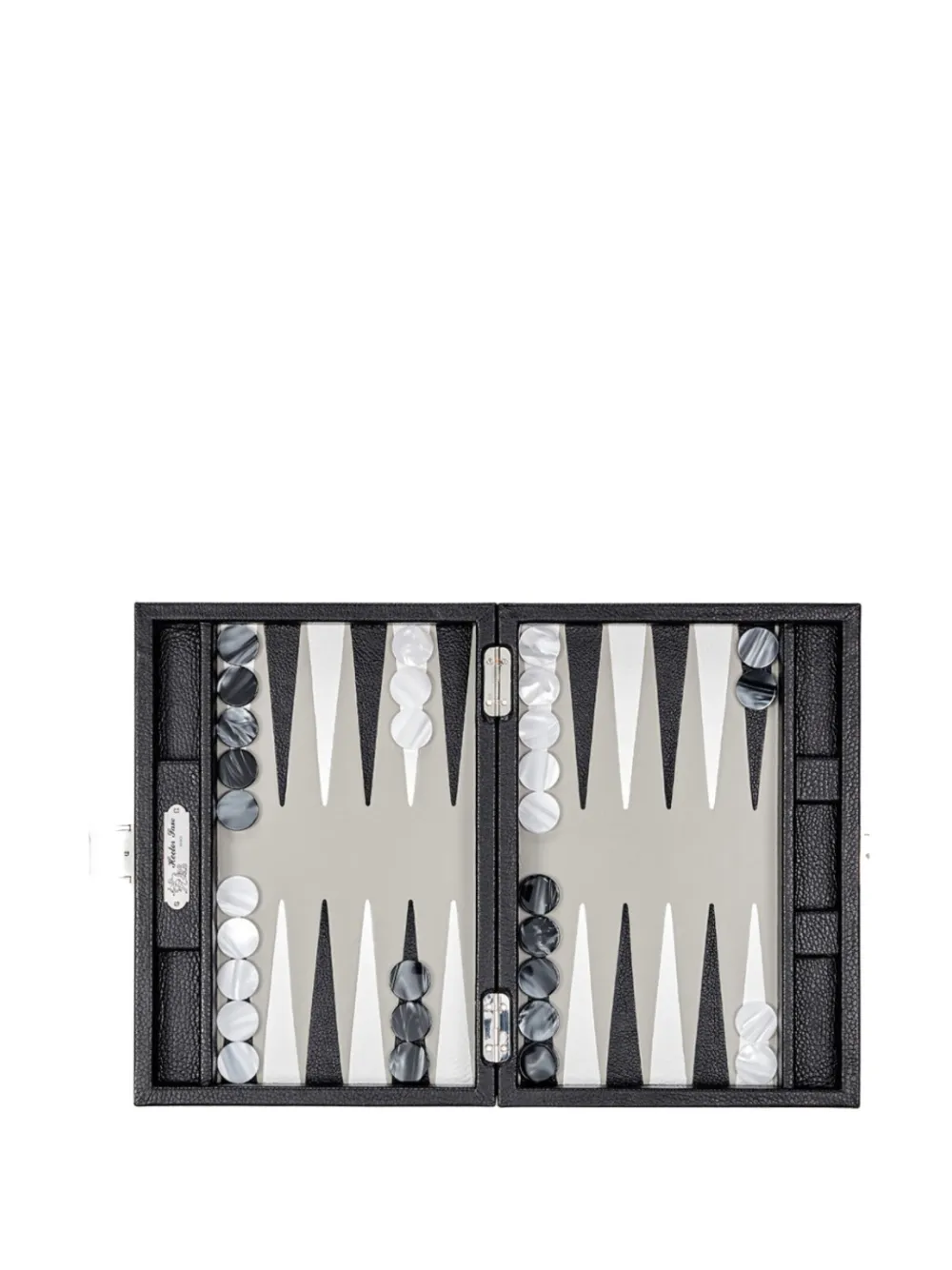 Hector Saxe leather backgammon set | Black | Image 1