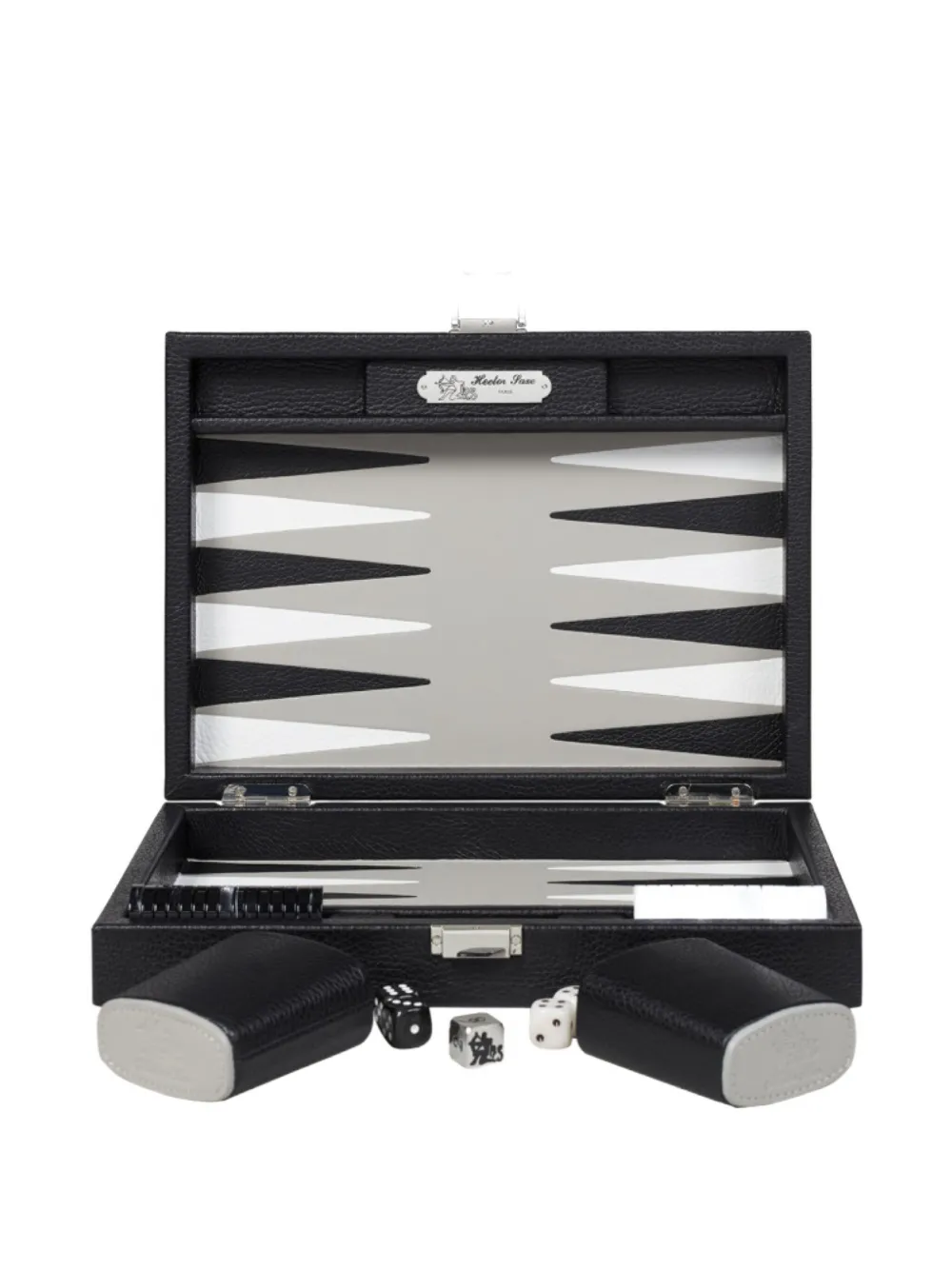 Hector Saxe Leather Backgammon Set In Black
