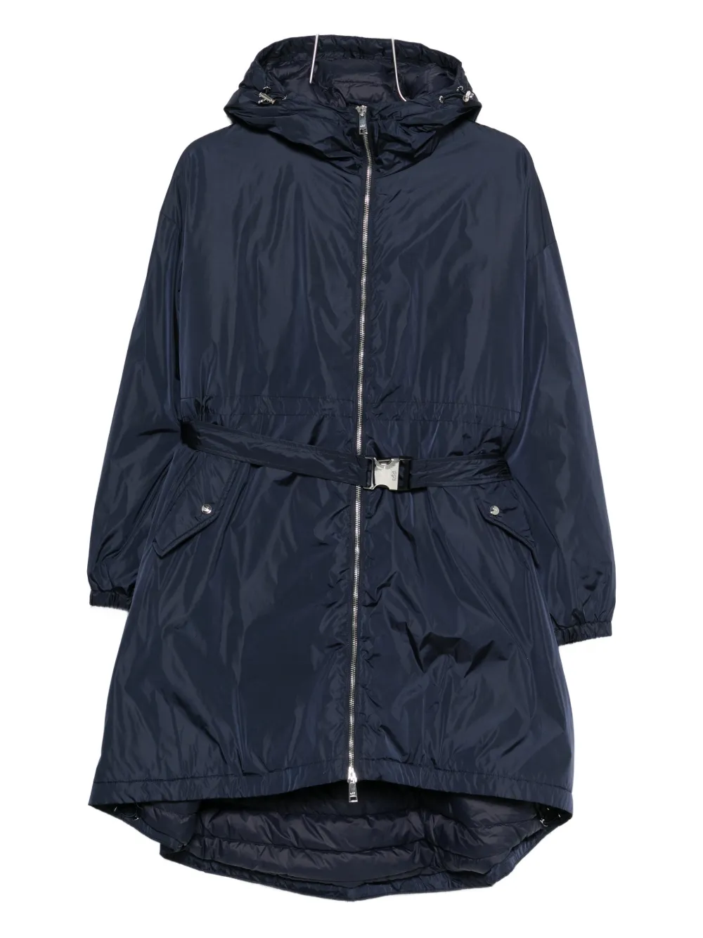 Add hooded belted coat - Blu