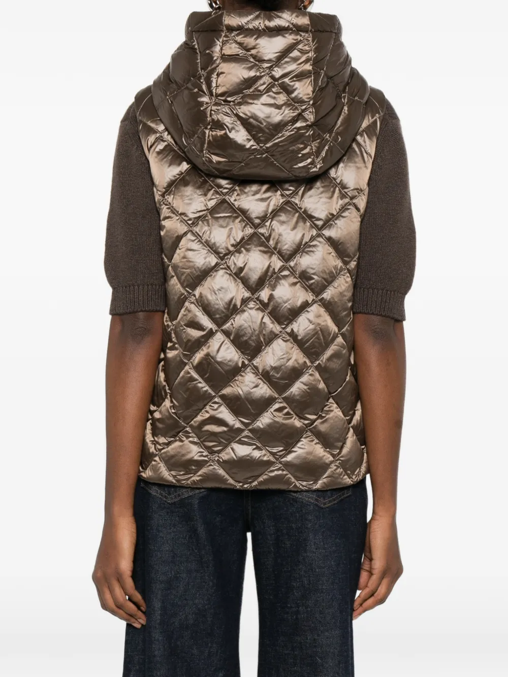 Max Mara Hooded Quilted Gilet In Gold