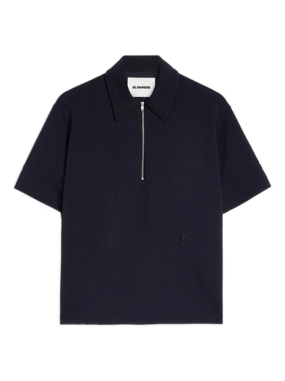 Jil Sander Polo con logo ricamato e zip - Blu