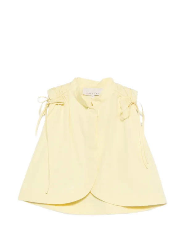 Liberowe Maya Cropped Silk Shirt in Yellow