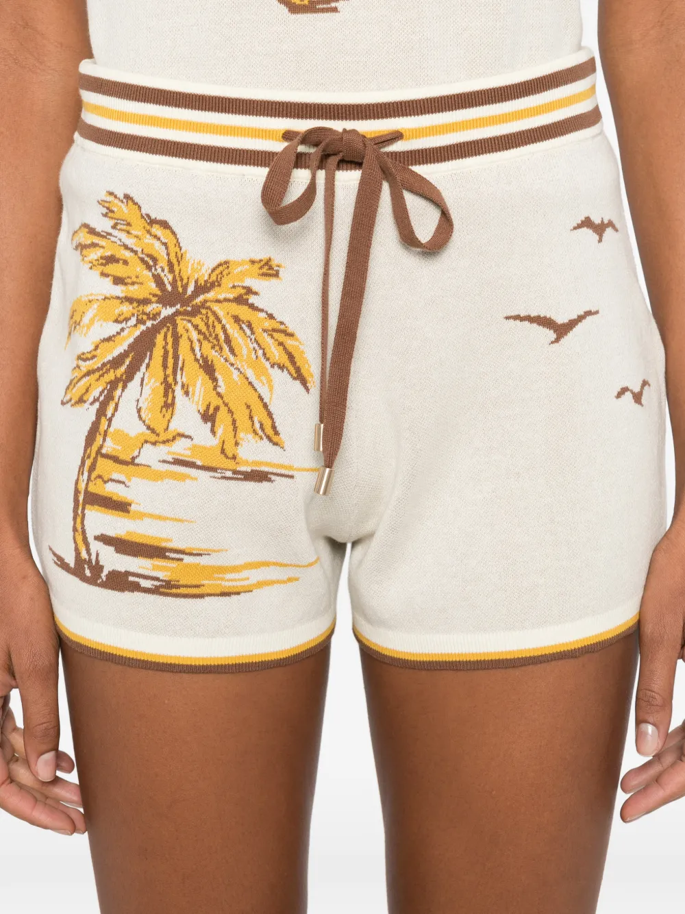 Zimmermann Daylight Palm-tree Jacquard Shorts In Neutral