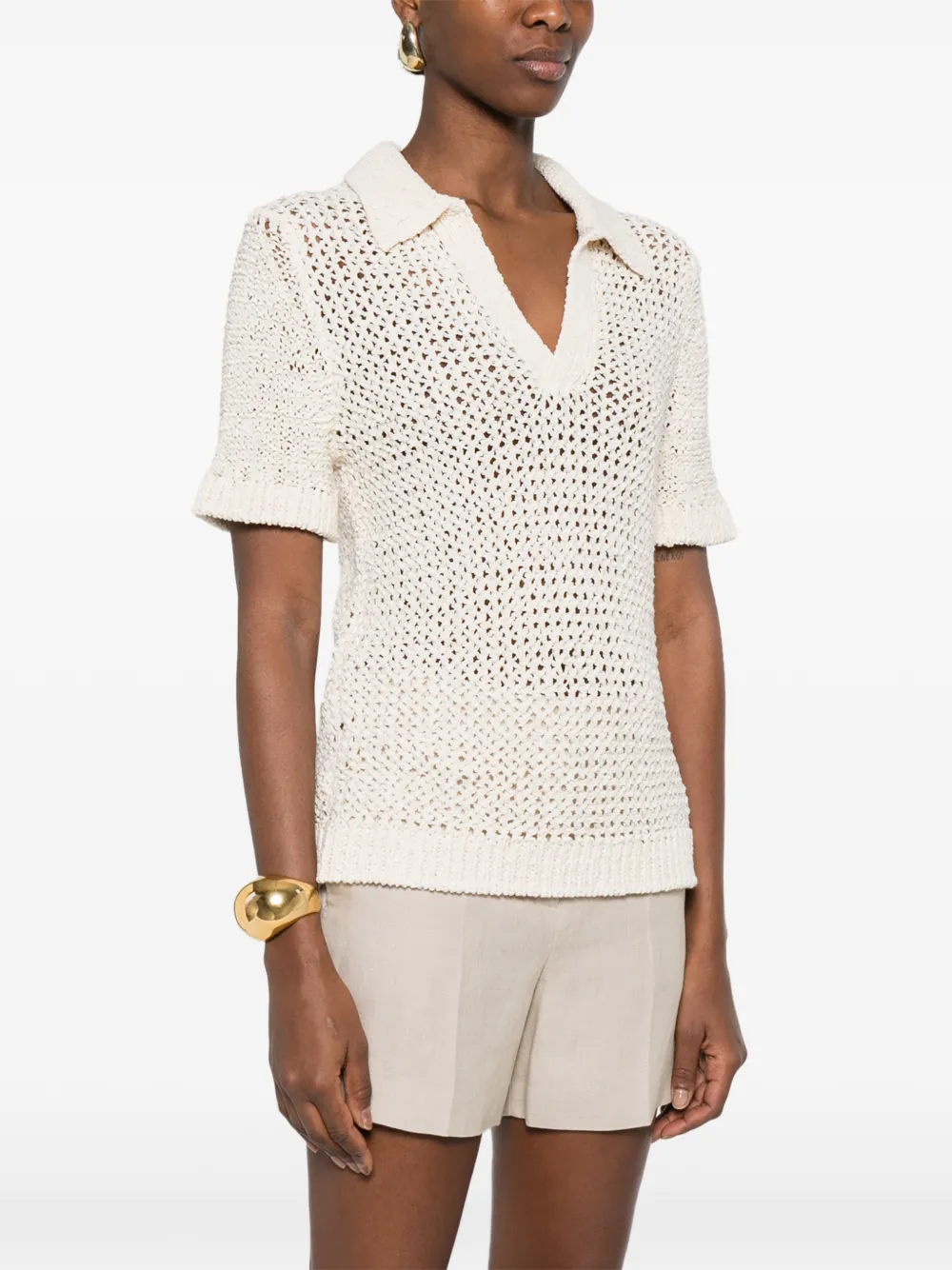  Liberowe V-neck Knitted Top - Neutrals 