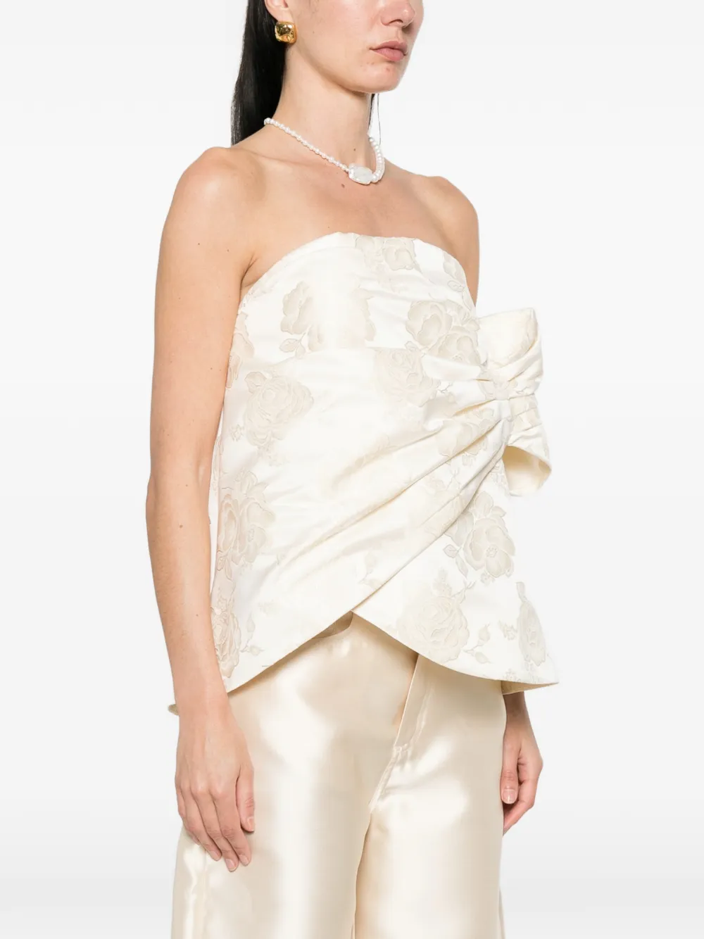  Simone Rocha Gathered Flower Top - Neutrals 