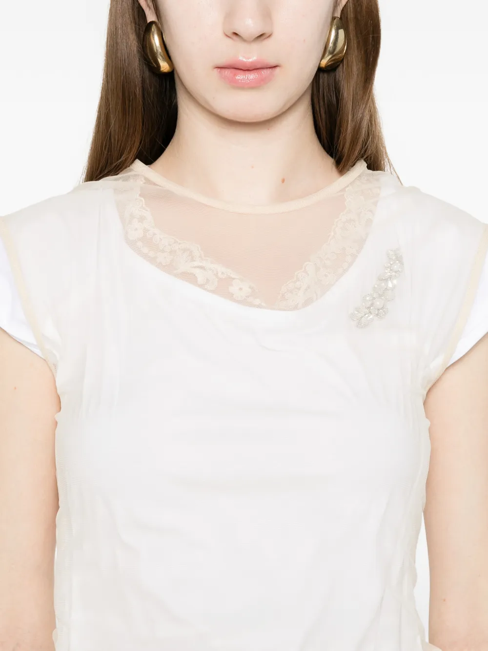 Simone Rocha T-shirt met kant Wit